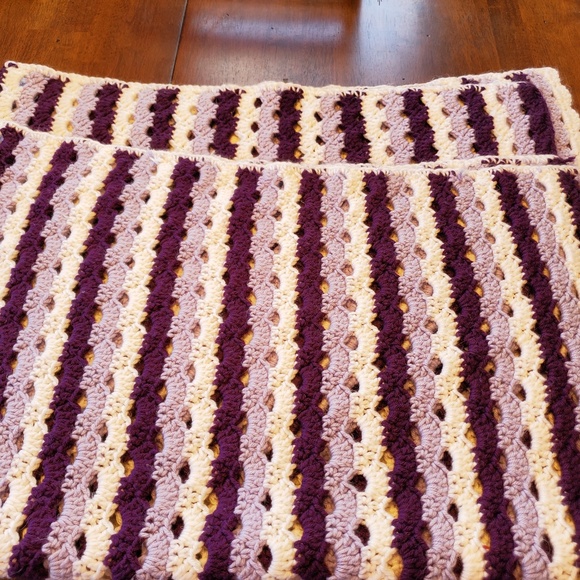 handmade crochet blanket - White, Violet, and Dark - Picture 1 of 3